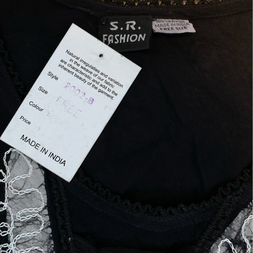 S.R. Fashions Black Dress with White Embroidery Size Free Size - Picture 3 of 3